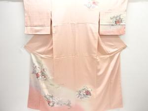 扇面に花鳥・御所車模様訪問着